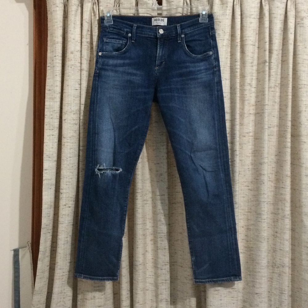 Agolde Isabel Slim Fit Boyfriend Ankle Starwood Distressed Jeans
